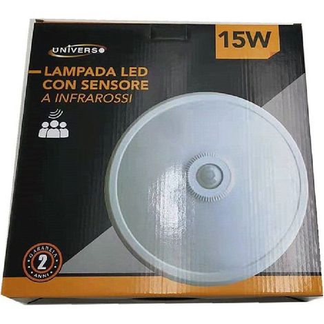 Trade Shop - LED LAMPADA MIT SENSOR INFRAROSSI PLAFONIERA ROTONDA 15 WATT YCB1073B - (1/4)