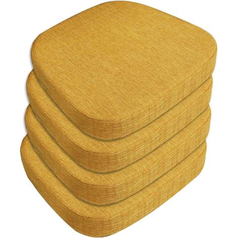 4 Coussin de chaise, antidérapant, housse lin, mousse haute densité, intérieur bureau