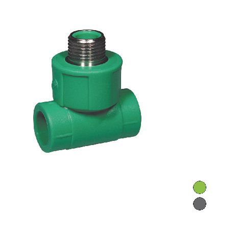 TEE FILETTATO MASCHIO IN POLIPROPILENE- 1/2 x Diam. 20 Grigio- DH- pezzi 1