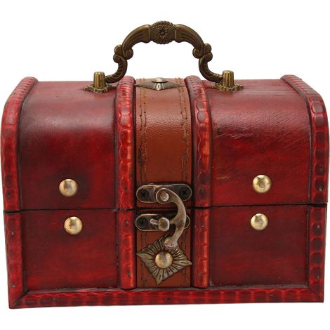 Boîte de Rangement Vintage en Bois à Ouverture Flip pour Bijoux et Pièces, Format L