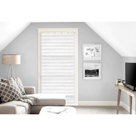 Voile Porte fenêtre, Polyester, Blanc, 90x200 cm