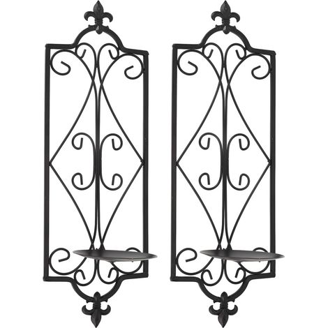 Pair of Iron Wall Mount Candle Holders with Hollow Design for Indoor and Outdoor Decoration (1/5)