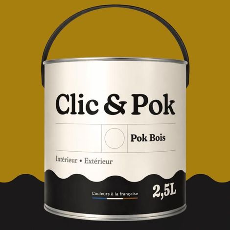 Peinture Bois Extérieur – POK BOIS - 2,5L - RAL 1027 - Jaune curry- Résistante aux intempéries - Ne s'écaille pas