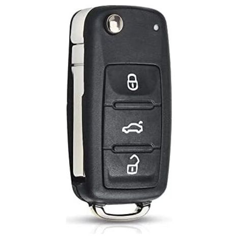 Coque de clé de voiture pliante 3 boutons – Remplacement pour VW Golf Mk6, Polo, Passat, Seat, Skoda – Installation facile - T1guan