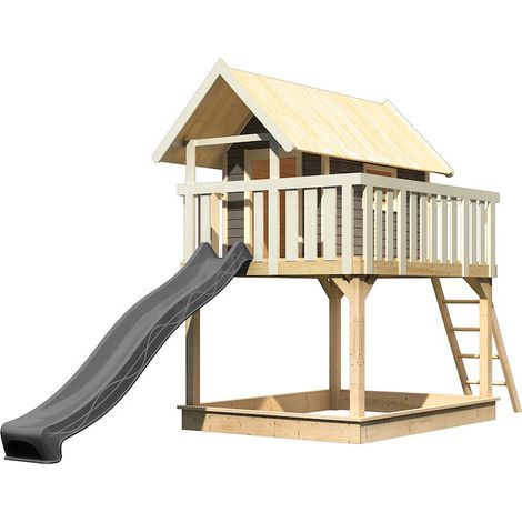 Stelzenhaus Fidel 198x243x329 tgrau m.Rutsche