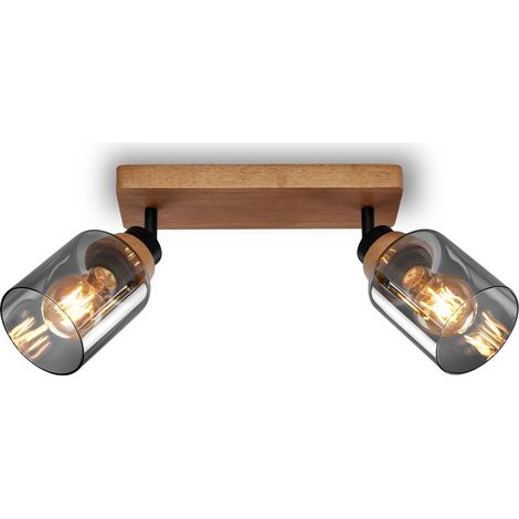 Plafonnier, Lampe de plafond, Lampe, Verre fumé, Pivotant, Lampe de salon, Lampe de chambre, Lampe de cuisine, Noir-bois (1/5)