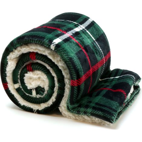 COPERTA PLAID LARSSON 150X200CM NERA, VERDE E ROSSA