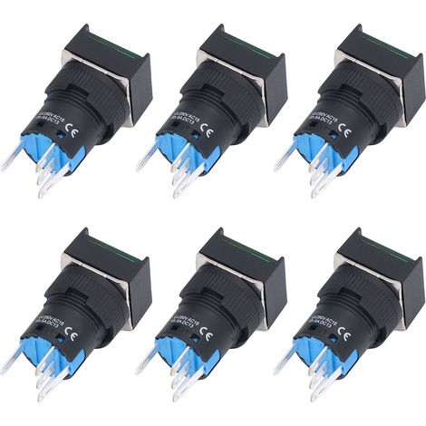 25-teiliges Set selbstverriegelnder, quadratischer 16-mm-Drucktaster mit LED-Anzeige, 12 V, grün (1/5)