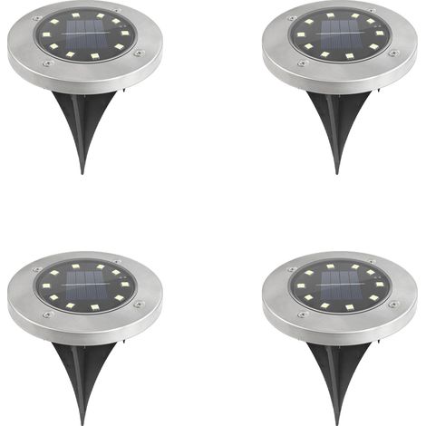 Luminaire Solaire Encastrable - Éclairage Extérieur Étanche Ip65 Avec Capteur Crépusculaire - Pour Jardin Allée Pelouse Cour - Lot De 4 (1/5)