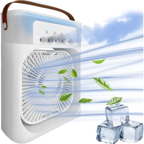 Condizionatori d'aria portatili Mini raffrescatore d'aria, ventilatore nebulizzatore, piccolo condizionatore d'aria portatile, luci LED a 7 colori, umidificatore, bianco (1/3)