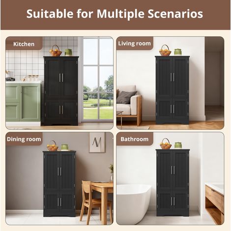 MEUBLIV Armario de cocina 120x60x40 cm negro – LED con sensor, 4 puertas (1/5)