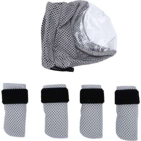 Muselière pour chat couvre-tête transparent PET et design à bascule réglable avec 4 couvre-griffes anti-griffures pour toilettage, vétérinaire, bain, coupe des ongles, soins médicamenteux S (1/5)