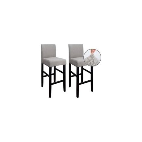 Lot de 2 housses de tabouret de bar extensibles – Polyester et polaire – Lavables en machine – Dimensions 35-48 cm – Couleur taupe (1/5)