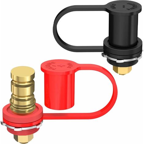 Set of 2 remote battery terminals with 0.95 cm stud, 250 A, with protective cover for car, truck, boat, ATV (1/5)