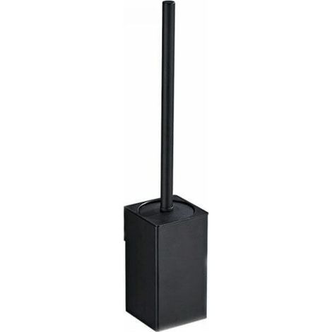 (Black) Space Aluminum Wall Mounted Square Toilet Brush Holder 1 Brush Head, 34.5x8x8cm (1/4)