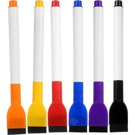 Marqueurs Effaçables à Sec 6 Pièces Abs Feutre avec Gomme pour Tableau Blanc (1/5)