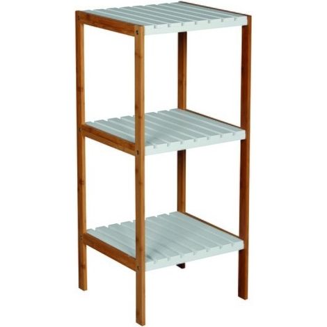 Etagère 3 Niveaux Bambou & MDF Bambou & Blanc MSV