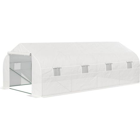 SERRA PER ORTO 6X3X2M CON 8 FINESTRE E PORTA AVVOLGIBILE. IN ACCIAIO E PP. VERDE (1/5)
