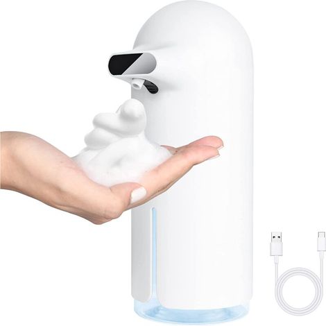 Distributore automatico di sapone, dispenser di sapone ricaricabile da 350 ml, senza contatto, a mani libere, con sensore a infrarossi, adatto per bagni, cucine, hotel e ristoranti (1/4)