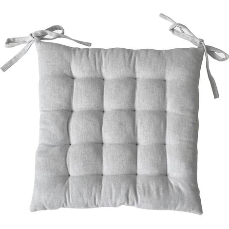 Galette de Chaise Piquée "Cambria" 38x38cm Blanc Gris