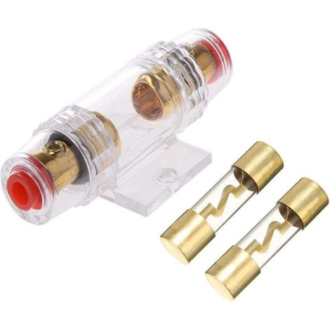 20A Porte-fusible AGU voiture automobile l'audio Puissance sécurité protéger tube de verre plaqué or Avec 2pcs 20Amp fusibles AGU (1/5)
