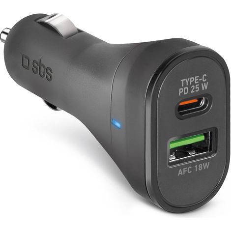 Caricabatterie da auto Power Delivery USB-A USB-C da 25 W - Nero (1/2)