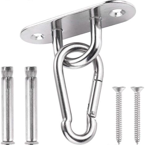 Crochet de plafond, capacité de 450 kg, en acier inoxydable 304 robuste, fixation murale ou au plafond kit de suspension pour hamac, chaise suspendue, sac de frappe ou sac de yoga. (1/5)