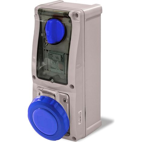 Vertikale verriegelte Steckdose mit Sicherungshalter 32A 2P+T Blau IP67 Rosi 16.3232B6 (1/4)