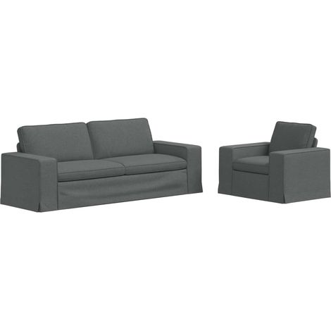 Ensemble de Canapés 2 pcs  Salon de jardin Gris foncé 182 x 80 x 82 cm tissu