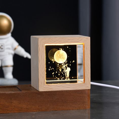 Veilleuse Boule De Cristal - 3D Gravée - Pour Chambre D Enfant Ou D Adolescent - 7 x 7 x 5 cm - Avec LED Et Port USB (1/5)