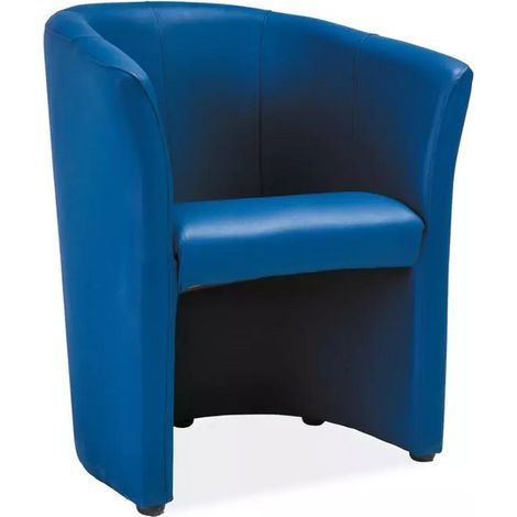 Fauteuil design confort écocuir bleu marine Tisso (1/3)