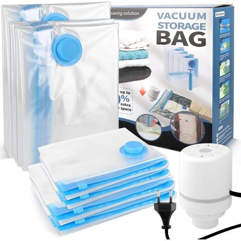 Sac Sous Vide Vetement Aspirateur, Sac Rangement Sous Vide Aspirateur avec Pompe Usb, Sacs de Rangement pour Vêtements, Couettes, Literie, 1XL+2L+2M+2S (1/5)