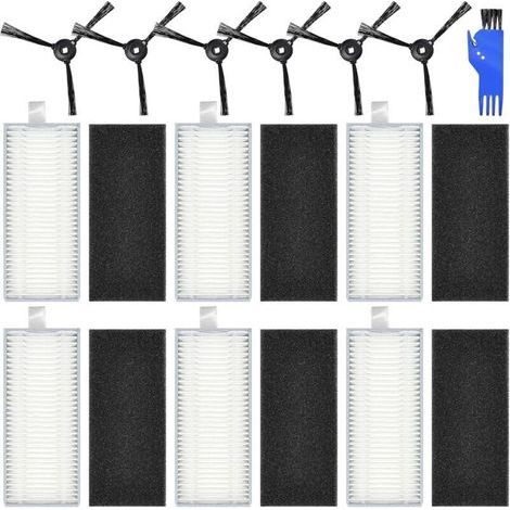 Kit de pièces de rechange pour robot aspirateur Lefant M200 M201 M520M M501-A M571 T700 T800 - 6 filtres HEPA + 6 brosses latérales (1/5)