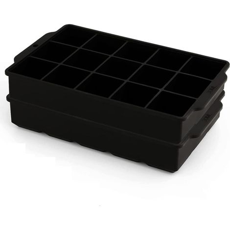 Eiswürfelform, 2-teilig mit 15 Fächern, Silikon-Eiswürfelform, für Whisky, Wein, Früchte, Fruchtpürees, Eiscreme (1/5)