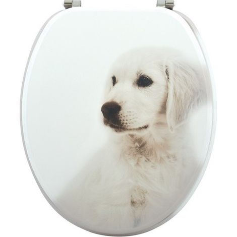Abattant wc MDF Dog SCOTT Beige - Charnières Inox MSV