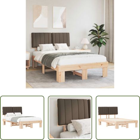 Tête de lit rembourrée - Cadre de lit avec tête de lit rembourrée Taupe 120 x 190 cm (1/5)