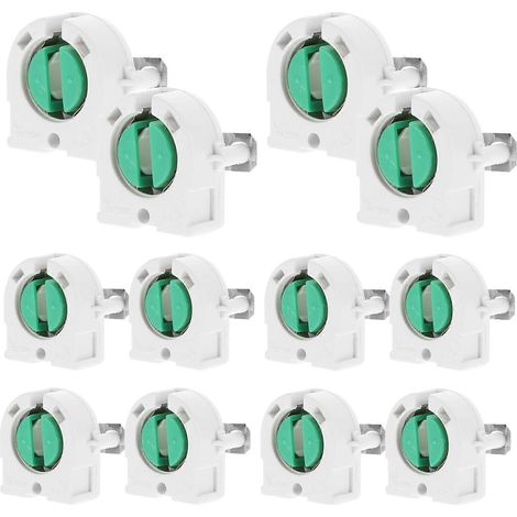 Lot de 12 douilles pour ampoules fluorescentes T8, compatibles avec les supports de luminaires pour tubes fluorescents et fixations pour plafonniers. (1/5)