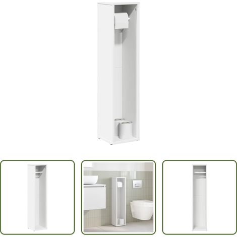 Toilettenpapierhalter - Badezimmerschrank mit Rollenhalter Weiß 20,5x20x90 cm (1/5)