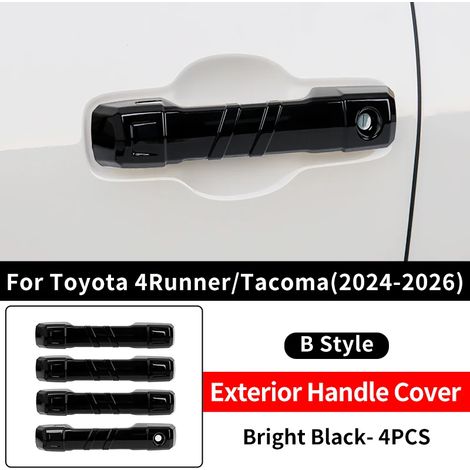 (4Runner 2025-2026-B Noir brillant) Convient aux Toyota 4Runner Tacoma 2024-2026. Garniture de poignée de porte noire, protection de peinture, accessoire de style extérieur en plastique ABS. (1/4)