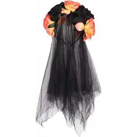 Vintage Veil Headband  Lightweight and Comfortable Design, Rose Headband, Lightweight, Headpiece, for Costume Parties, Black and Yellow (1/5)