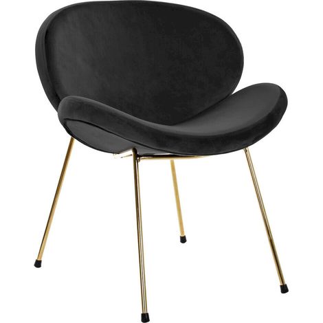 Fauteuil velours noir et pieds dorés style chic contemporain - Noir velours et pieds dorés (1/5)