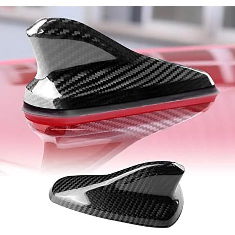 KUNGKIC Fibre de Carbone Voiture antenne Toit Accessoires extérieur aileron de Requin Couverture Autocollant décoratif Compatible with VW Volkswagen Golf 8 ID3 2021 2022 décoration extérieure (Noir) (1/3)