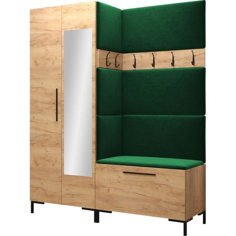 Meuble d'entrée Nomal IX, Manila 35, 196x158x46cm, Disponible, Stratifié, Tissu, Murale, À poser