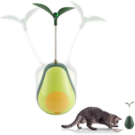 Jouets pour chats d'intérieur, distributeur de friandises pour chats, boule à friandises avec gobelet, contenant des boules d'herbe à chat, style avocat avec baguette stimulante (1/5)