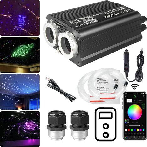 Luce stellare a fibra ottica, controllo Bluetooth, effetti scintillanti e meteore, 1200 pezzi - 4 m (1/2)
