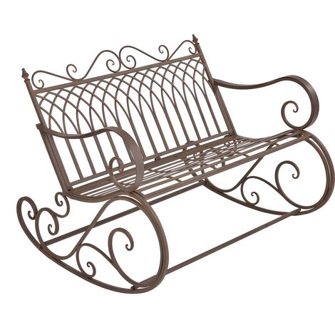 Schaukelbank Greenough 85x113x95cm im Landhausstil Edelrost-Braun en.casa