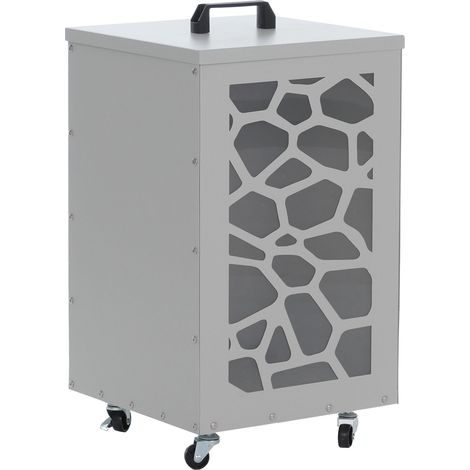 Contenedor de pellets HHG-260 con estructura alveolar, caja de almacenamiento para pellets, ideal por ejemplo para pienso para animales, con ruedas, 64 x 36 x 36 cm, blanco-gris claro (1/5)