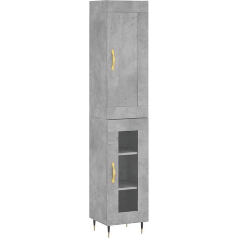Maison Exclusive - Buffet haut Gris béton 34,5x34x180 cm Bois d'ingénierie (1/5)