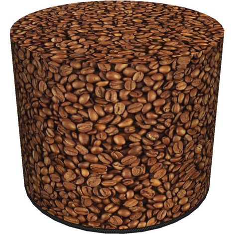 Pouf decorativo Bertoni, stampa caffè - pouf rotondo per soggiorno, ingresso, cilindro 40 cm, elegante, cerniera, lavabile (1/5)