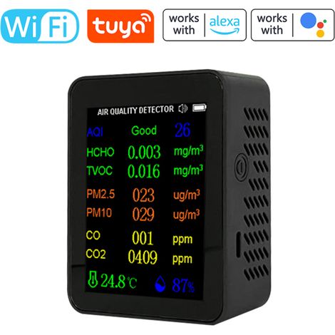 Irovami Testeur qualité air 9 en 1 – PM2.5/CO/CO2/HCHO, heure/date – Idéal pour maison, bureau, santé (1/5)
